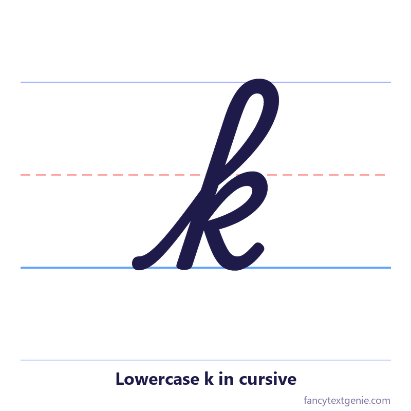 Lowercase k in cursive